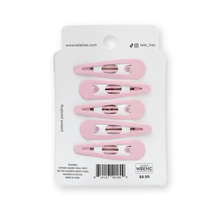 Teleties Snap Clip | Pearly Pink | 6 Count
