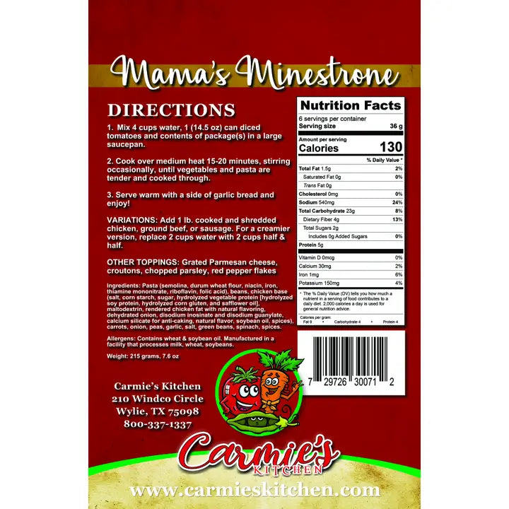Carmie's Kitchen Mama's Minestrone Soup Mix