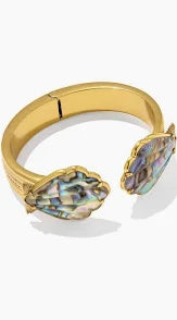 KENDRA SCOTT ALEXA STATEMENT CUFF BRACELET VINTAGE GOLD ABALONE S/M