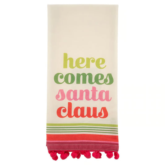 KARMA TEA TOWEL HERE COMES SANTA