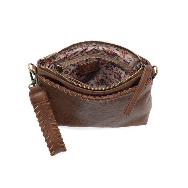 Joy Susan Oakley Whipstitch Topzip Wristlet & Crossbody-Saddle