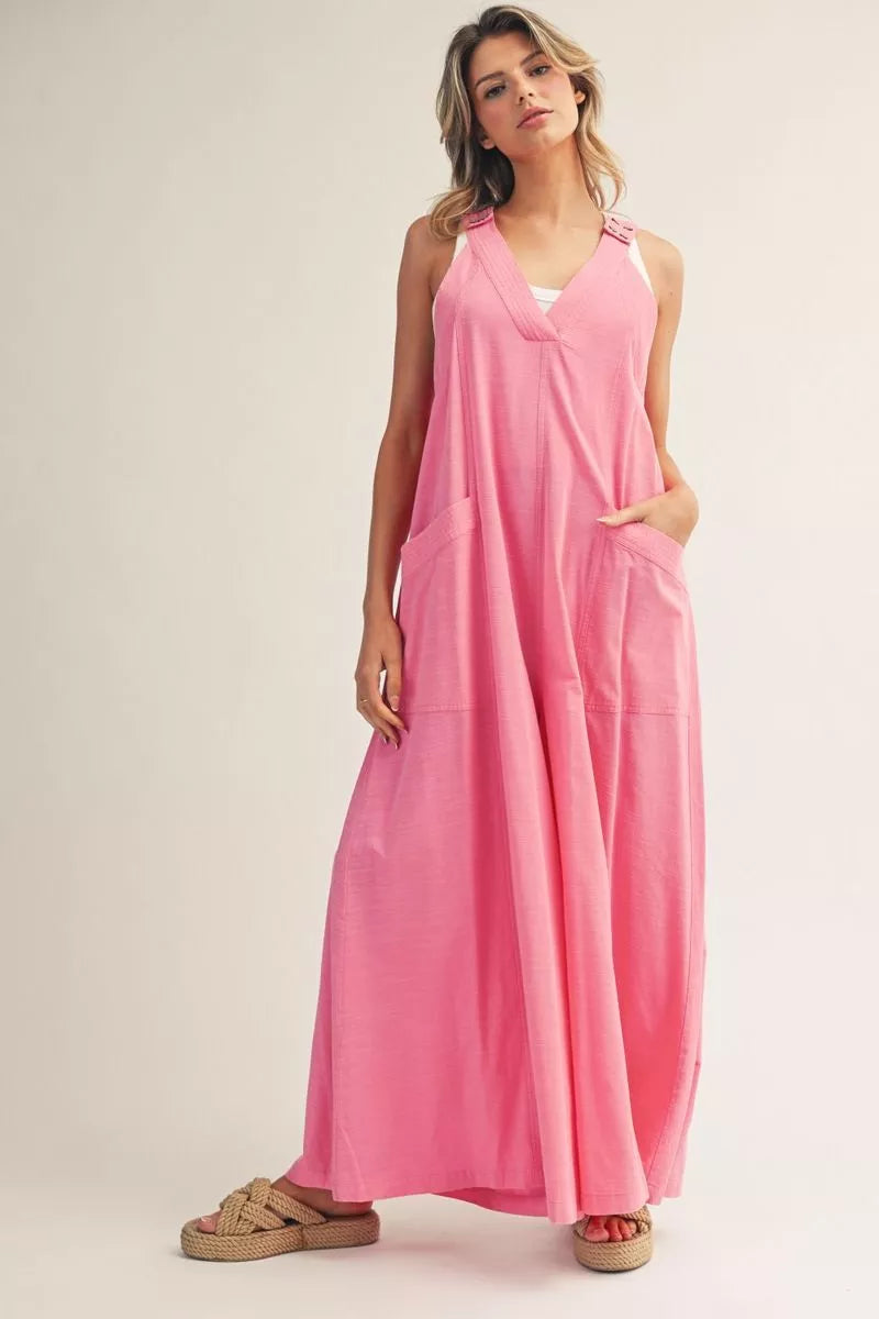 Jodifl Sleeveless wide leg solid jumpsuit-Pink