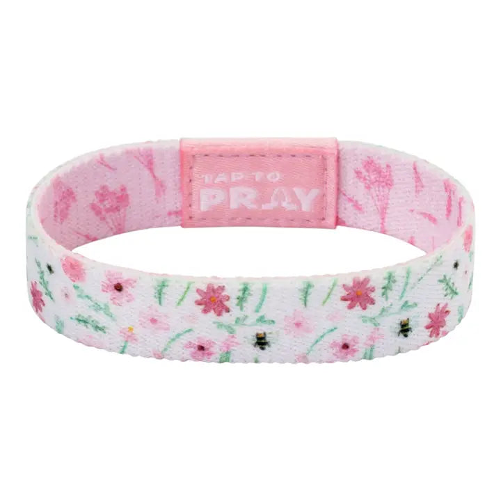 Tap To Pray® Wristband – Meadows - White