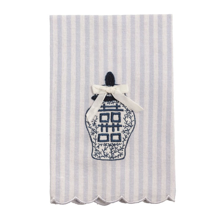 MUD PIE Ginger Jar Topiary Embroidered Towels