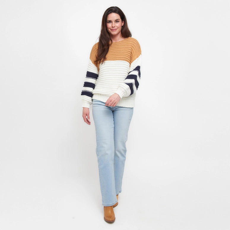 Elsie & Zoey Kennedy Color Block Chunky Drop Shoulder Sweater