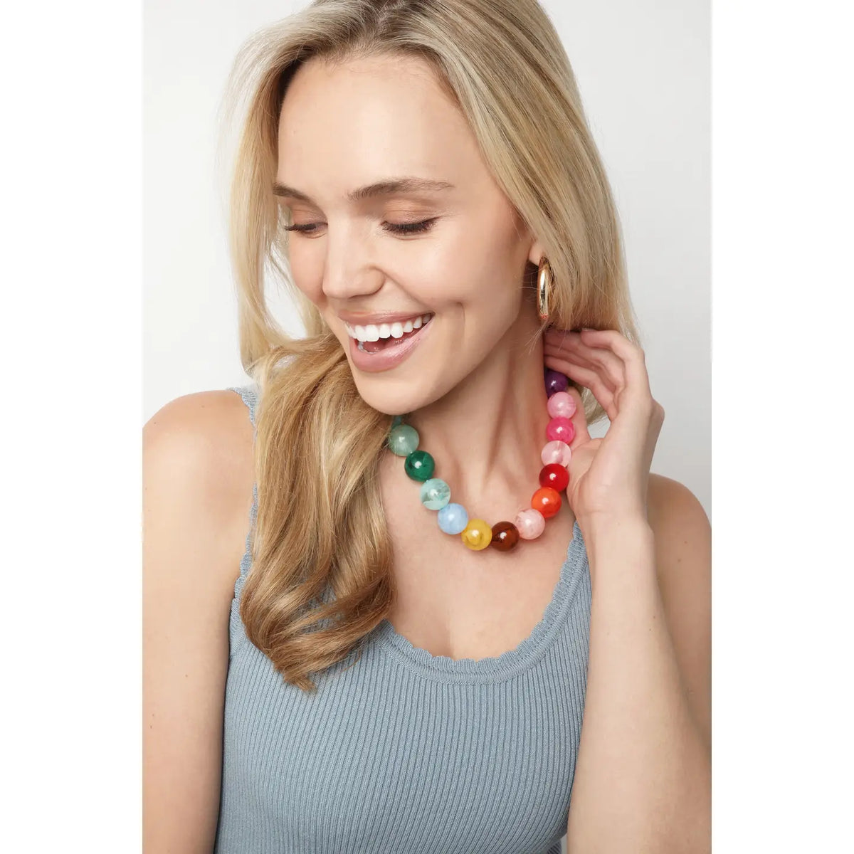 Canvas Style Mickey Gumball Beaded Necklace in Rainbow Multi