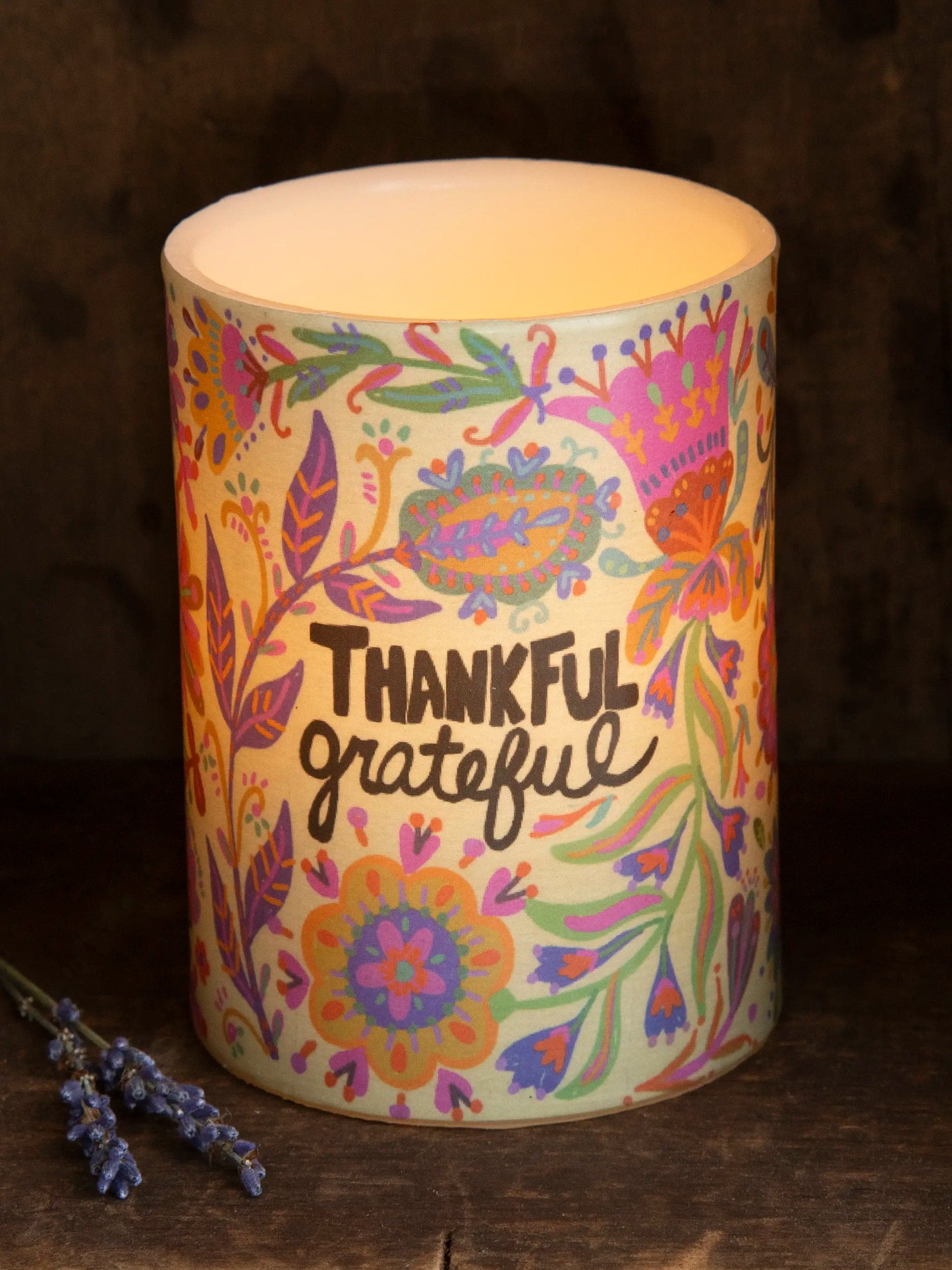 Natural Life Flameless Candle-Thankful Grateful