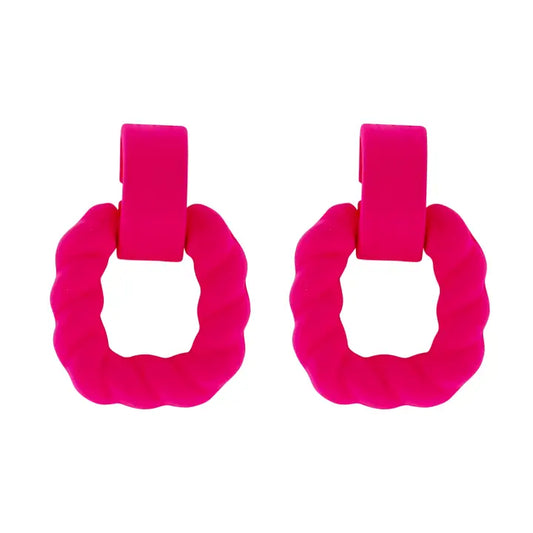 Jane Marie Hot Pink Post with Rope Square Earring