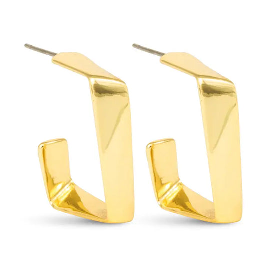 Amanda Blu Willow Polished Square Hoop Gold