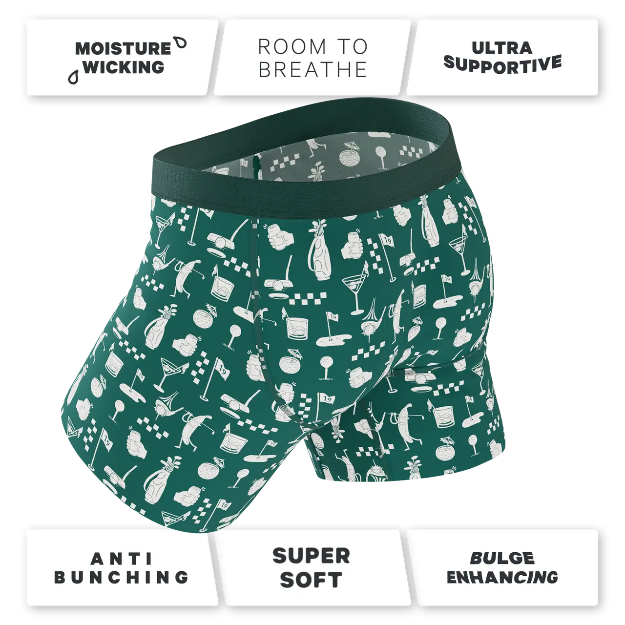 Shinesty The Mulligan - Green Golf Ball Hammock® Pouch Underwear