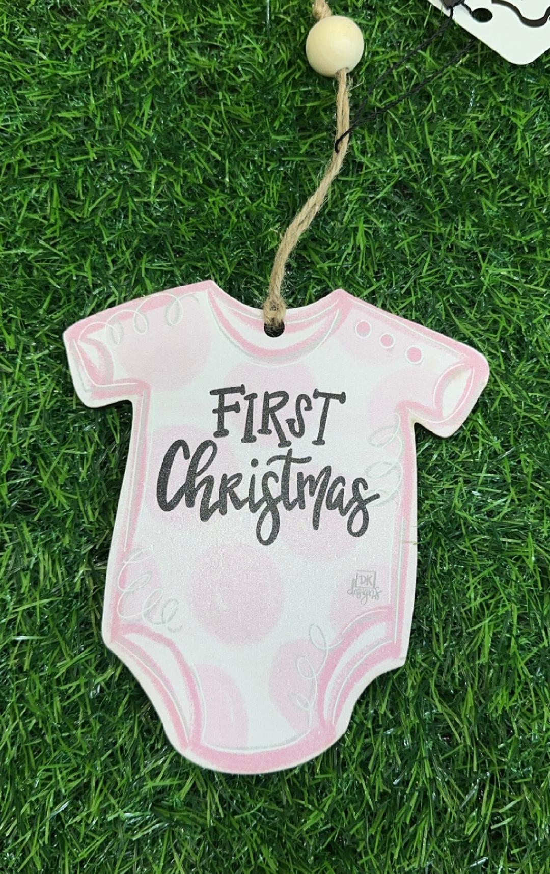 Dk Designs Pink First Christmas Ornament