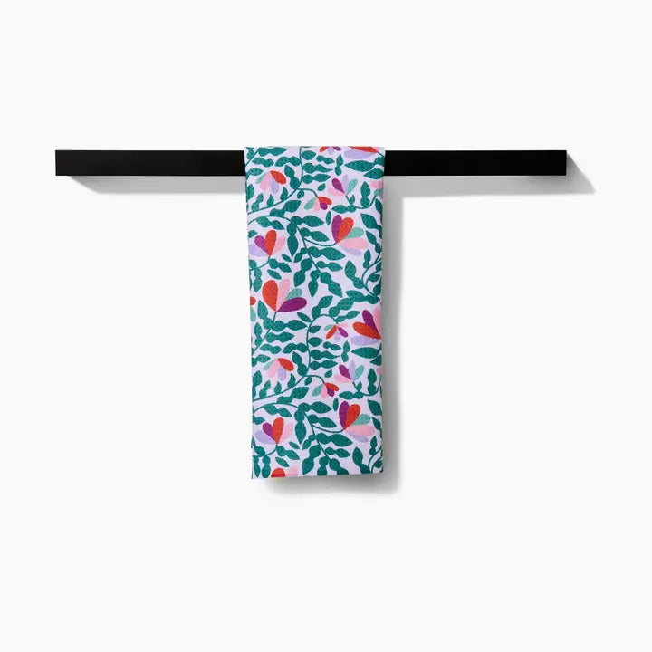 Geometry Spring Wavy Leaves Tea Towel