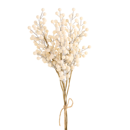 RAZ Imports 22" Flocked Ivory Berry Bundle