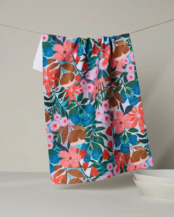 Geometry Bloom Entangled Tea Towel