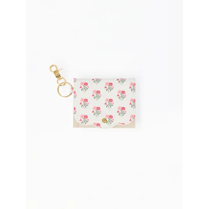 Mary Square Scalloped Id Wallet | Meadow Blush Stripe