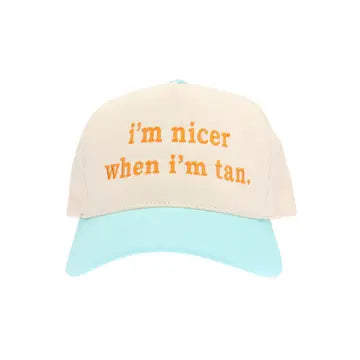 I'm Nicer When I'm Tan Embroidered Trucker Hat-Mint