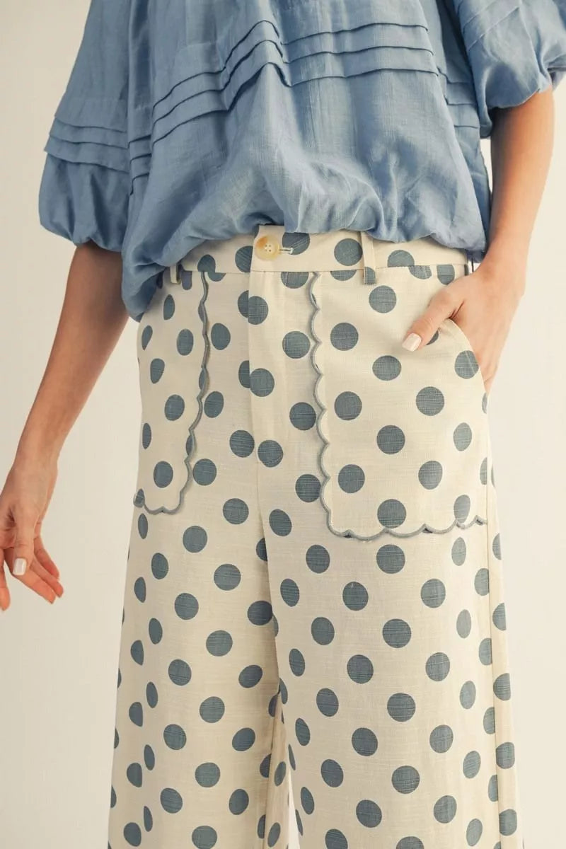 Jodifl High Waist Wide Leg Polka Dot Pants