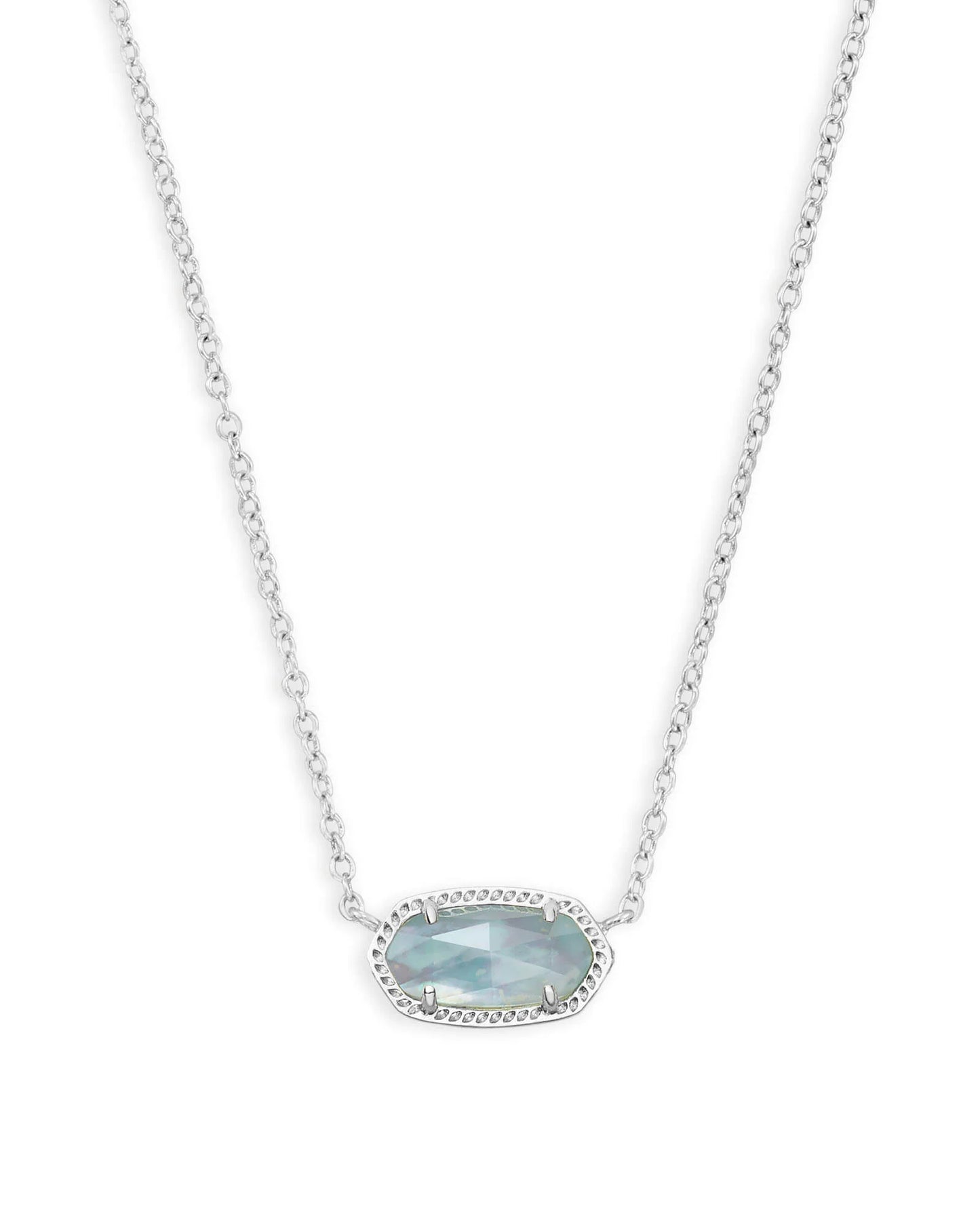 KENDRA SCOTT ELISA SHORT PENDANT NECKLACE RHODIUM LIGHT BLUE ILLUSION