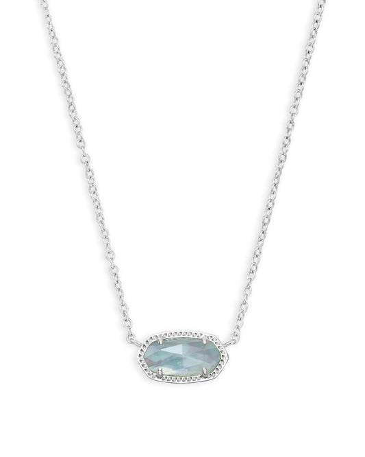 KENDRA SCOTT ELISA SHORT PENDANT NECKLACE RHODIUM LIGHT BLUE ILLUSION