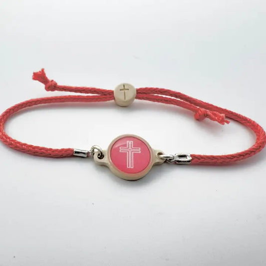 Versible Tap To Pray™ - Survivor Series Handmade Bracelets-Coral + Cross