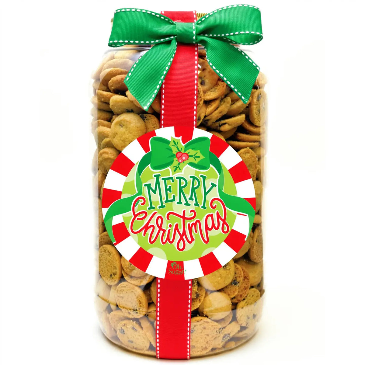 Oh, Sugar! Cookies - Christmas Merry Christmas Bow - Gallon Jar