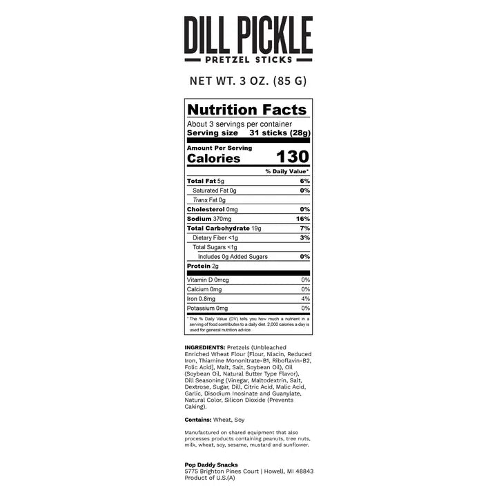Pop Daddy Snacks Seasoned Pretzels - 3oz - Dill Pickle