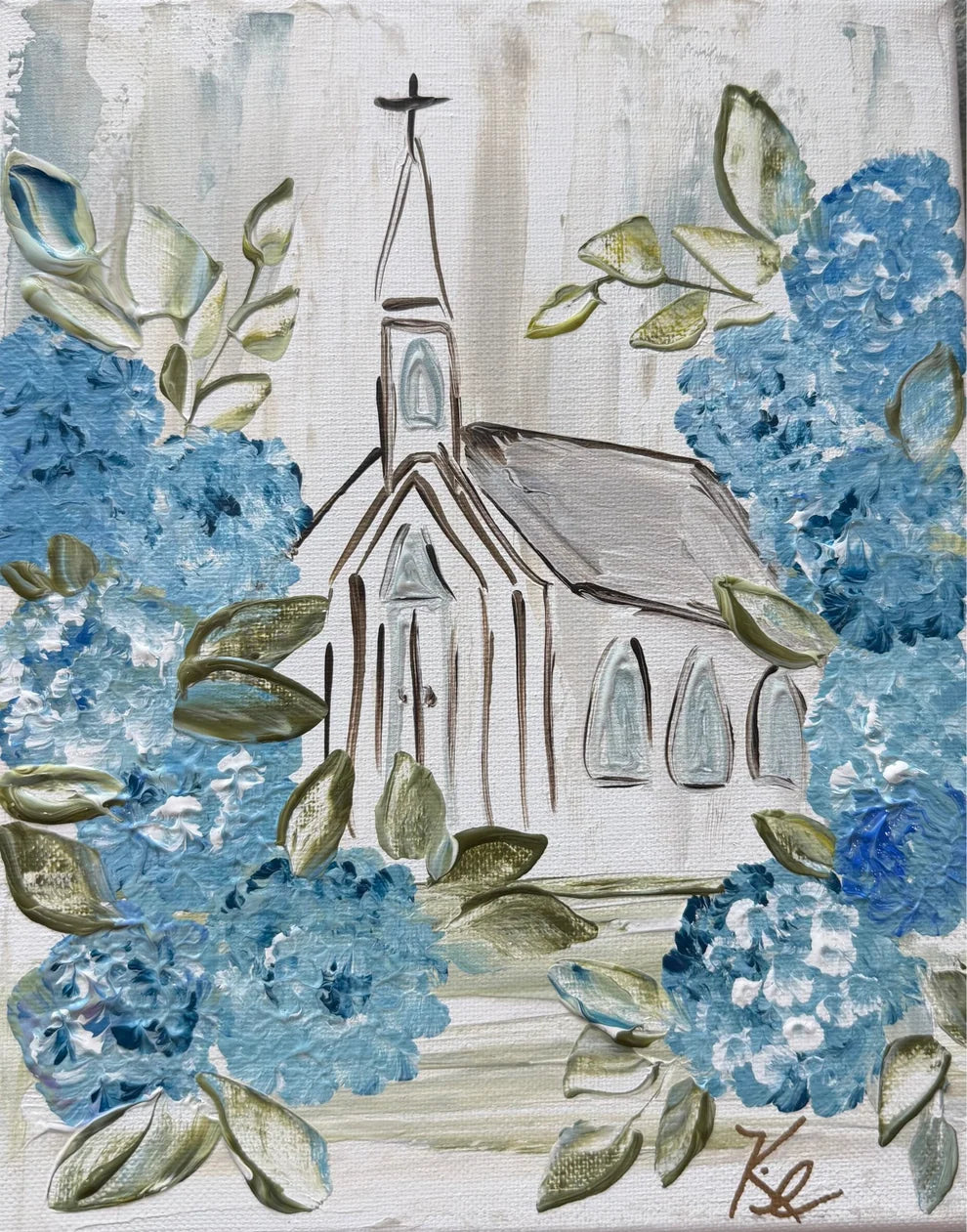 Southern Cotton Mill  GA Hydrangea Church Framed Art