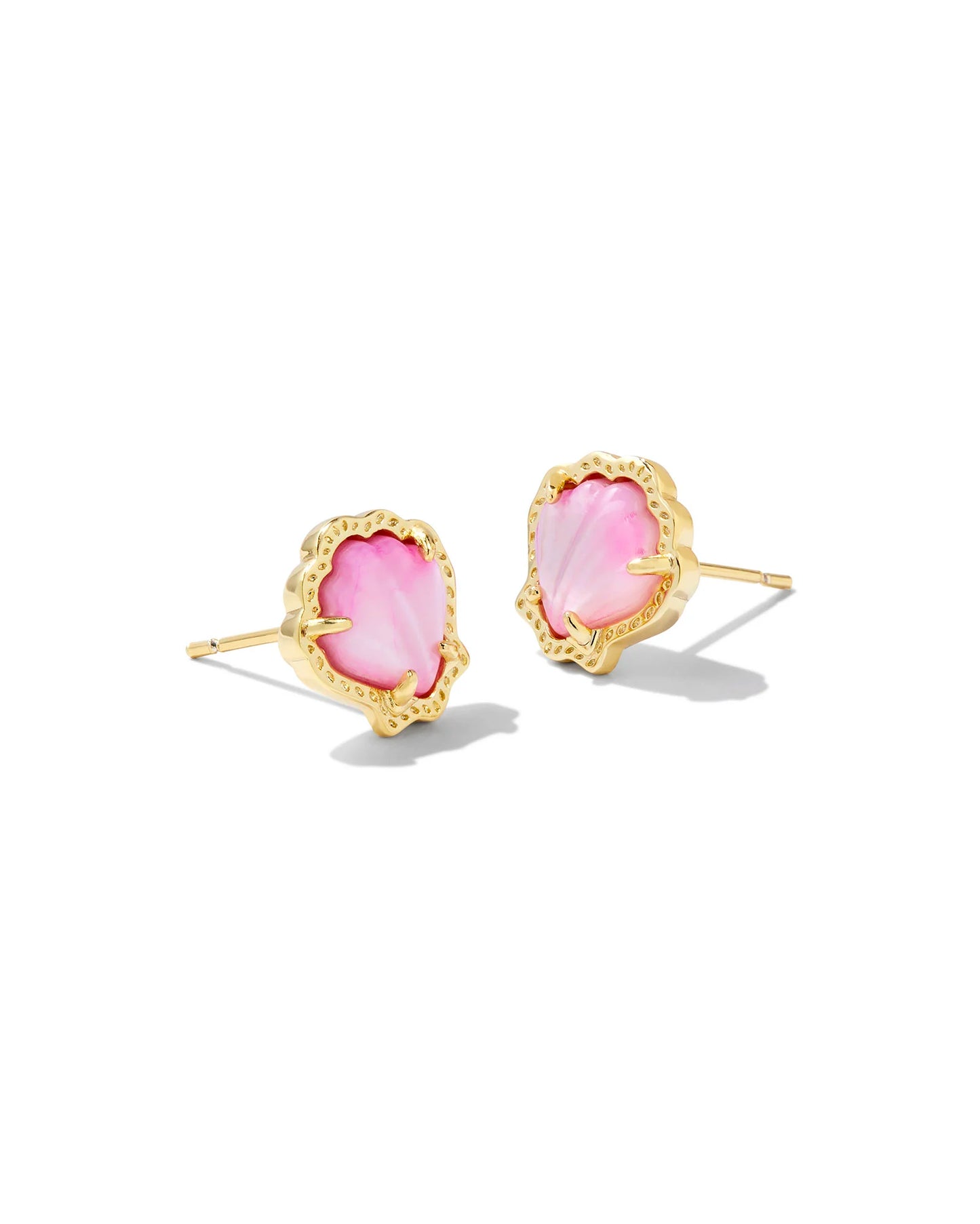 Kendra Scott Brynne Gold Shell Stud Earrings in Blush Ivory Mother-of-Pearl