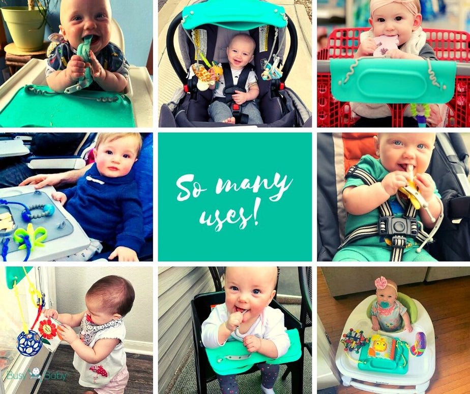 Busy Baby Silicone Placemat - 4 Tether Version-Blue