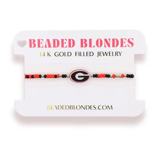 Beaded Blondes Georgia Logo Bracelet On Color