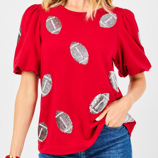 Mary Square  Top Tina Footballs Crimson/White
