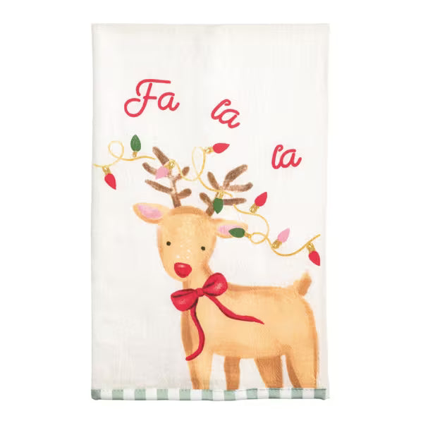 MUD PIE REINDEER FA LA LA CHRISTMAS TOWEL