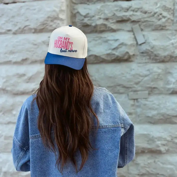 Social Statement On My Husband's Last Nerve Vintage Trucker Hat