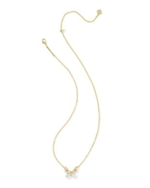 KENDRA SCOTT BIANCA BUTTERFLY SHORT PENDANT NECKLACE GOLD IRIDESCENT WHITE MIX