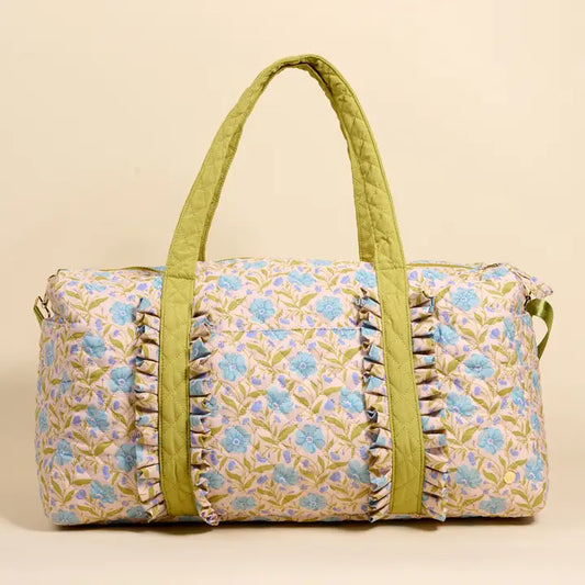 The Darling Effect On-The-Go Quilted Weekender Bag–Poppin' Petals Aqua