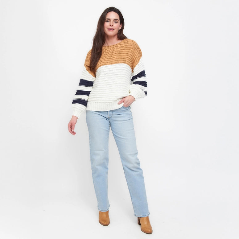 Elsie & Zoey Kennedy Color Block Chunky Drop Shoulder Sweater