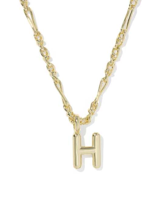 KENDRA SCOTT BUBBLE LETTER H SHORT PENDANT NECKLACE GOLD