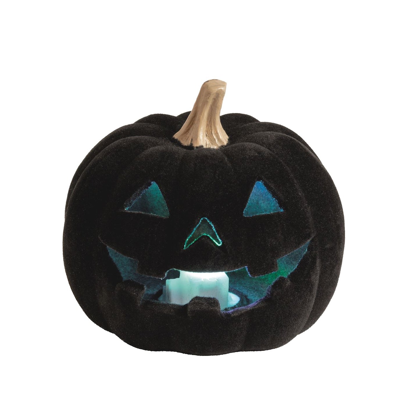 MUD PIE LIGHT-UP FLOCKED BLACK PUMPKIN