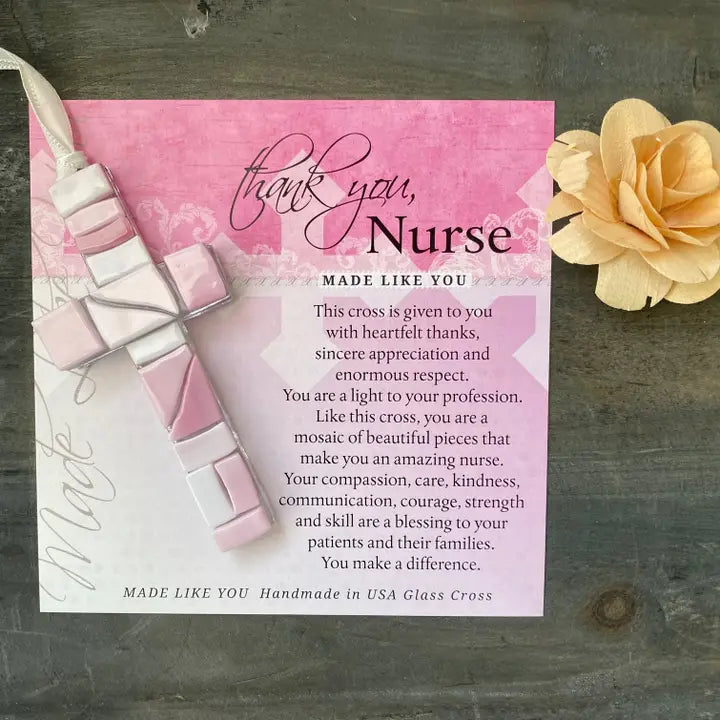 Nurse Thank You Gift USA Handmade Mosaic Glass Cross