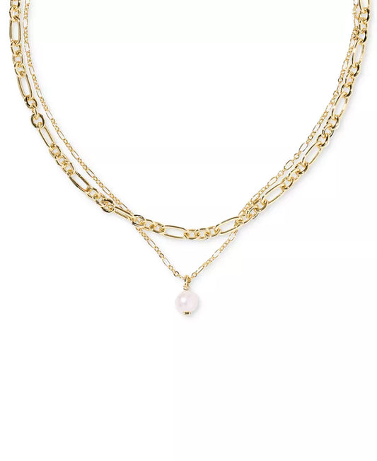 KENDRA SCOTT ASHTON MULTI STRAND NECKLACE GOLD FRESHWATER CULTURED PEARL