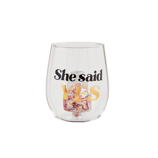 MUD PIE SHE SAID YES WINE GLASS