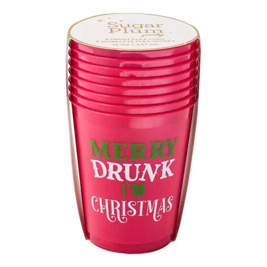 Sophistiplate Christmas Cocktail Frost Flex Cups/8pk - Merry Drunk I'm Christmas