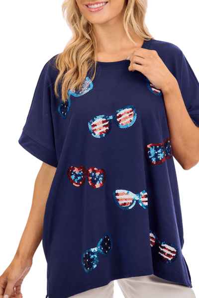 MUD PIE AMERICANA SPARKLE TOP-BLUE