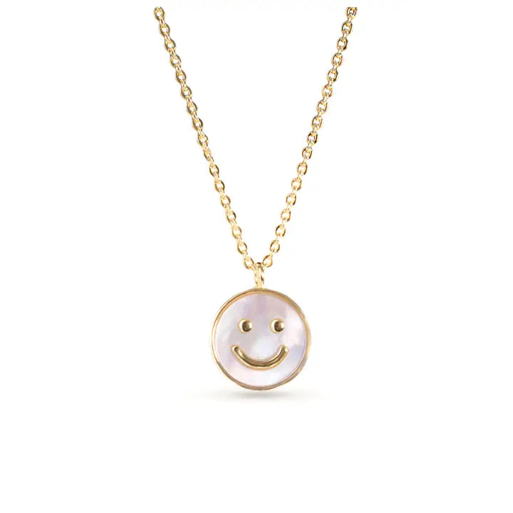 Amanda Blu Mother Pearl Smiley Face Necklace - Gold