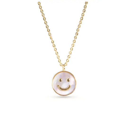 Amanda Blu Mother Pearl Smiley Face Necklace - Gold