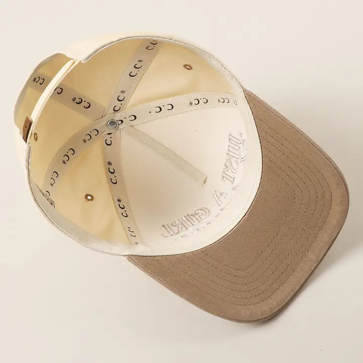Just A Girl Who Loves Jesus Embroidery Trucker Hat-Beige