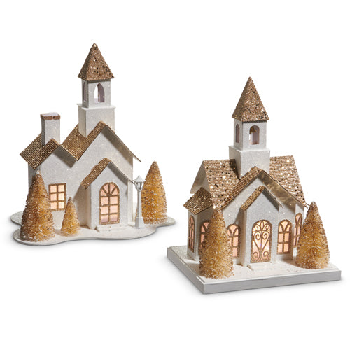 RAZ Imports 11" WHITE AND GOLD LIGHTED PAPER HOUSE