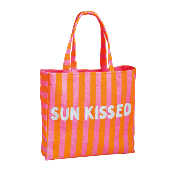 MUD PIE PINK EMBROIDERED TERRY CLOTH TOTE