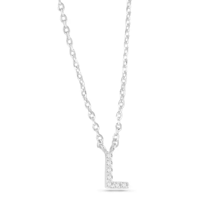 Amanda Blu Silver Cz Initial Necklace - L