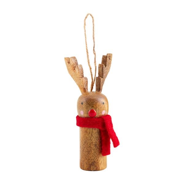 MUD PIE REINDEER CARVED PEG ORNAMENT